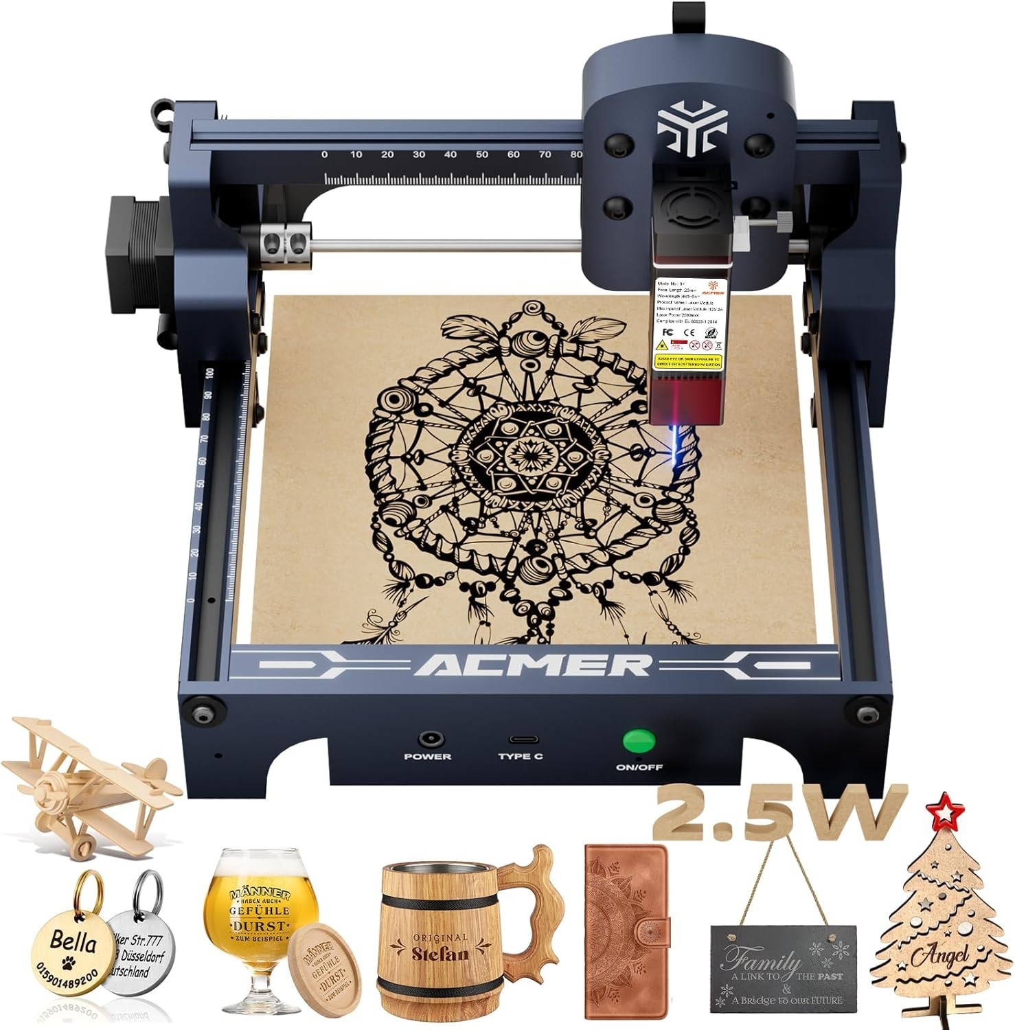 Laser Engraver Machine 2500mW High Precision CNC Engraving L