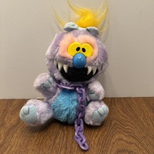 Vintage Kuddlee Uglee Plush Monster 6" Small Tara Purple Blue My Pet