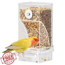 Pawfly Clear Acrylic Bird Feeder for Cage Parrot Cockatiel Budgie Small Birds