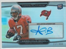 2010 Topps Platinum Arrelious Benn Buccaneers Autographed Rookie Football Card. rookie card picture