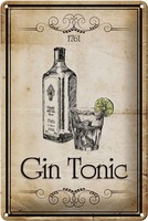 Schild Blech 20X30Cm - Made In Germany -1761 Gin Tonic Retro Metall Deko Blechsc