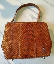 Vintage Stylecraft Miami Tan Brown Snakeskin Reptile Handbag