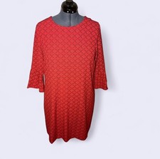 Banana Republic Women's Red Geometric Pattern Bell Sleeve Shift Dress Size Large
