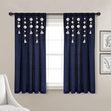 Lush Decor Boho Pom Pom Tassel Linen Window Curtain Panel Single Panel , 63"...