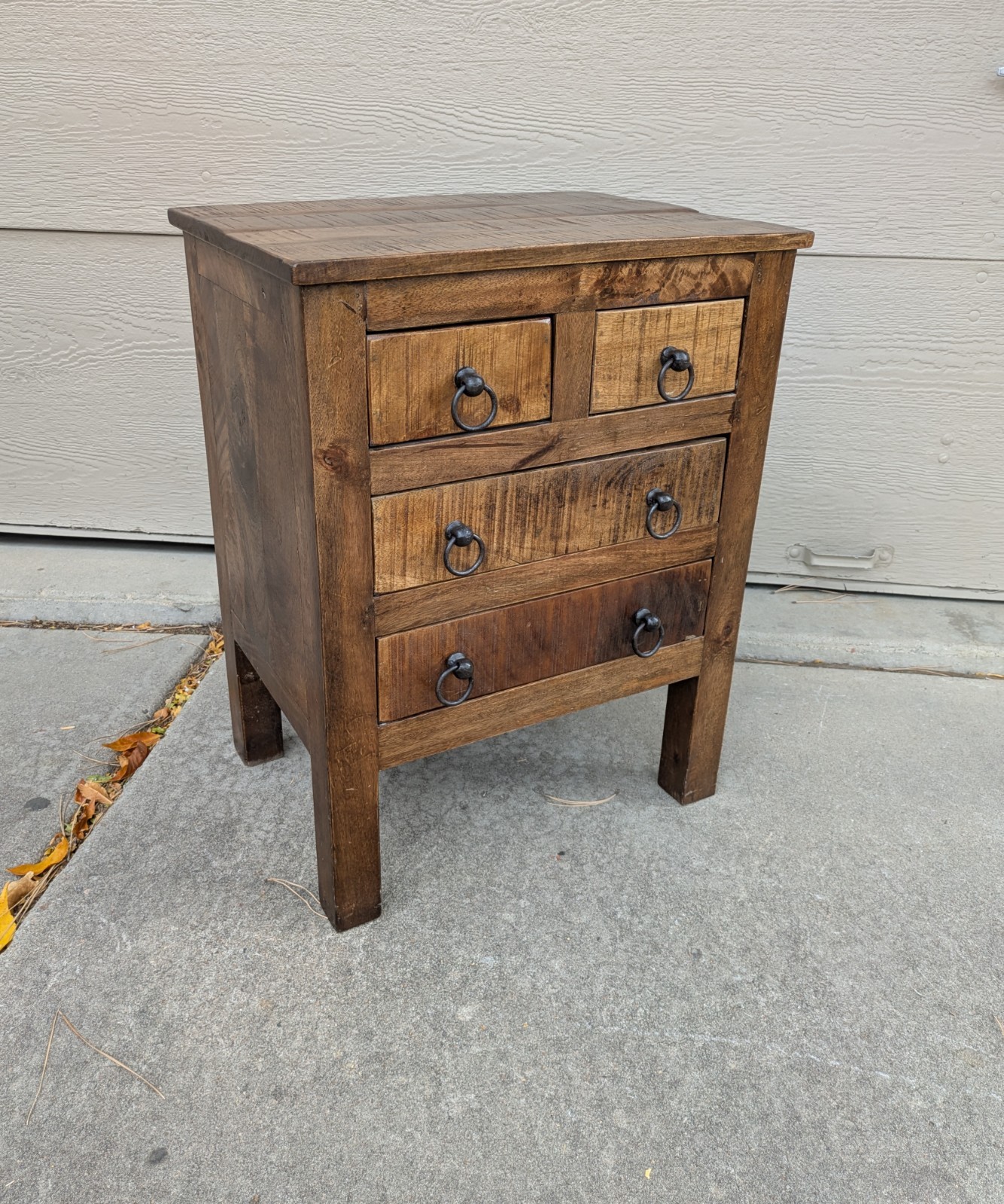 Vintage Rustic Farmhouse Asian Solid Wood Nightstand Table Chest of Drawers T23