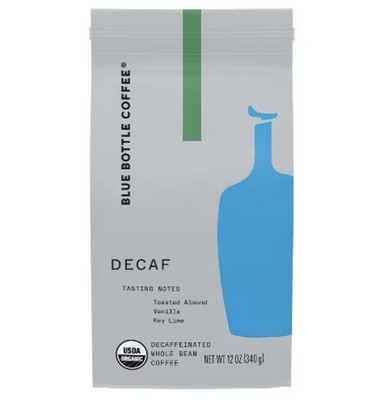 Blue Bottle Whole Bean Organic Coffee, DECAF, Medium Roast, 12 oz bag Pack