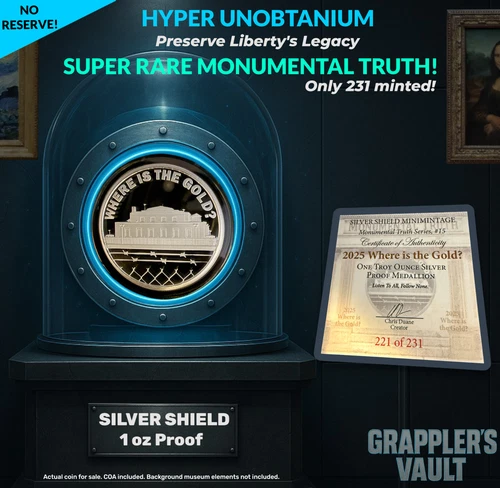 Silver Shield 2025 Where Is The Gold? .999 AG Proof Round - Compare @ $300-$700!
