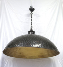 GRANDE LAMPADARIO A CUPOLA DI RAME VINTAGE ARTIGIANALE GRANDE DIMENSIONE