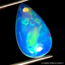 Pear Cab AAA Floral Flash Play Of Color Crystal Fire Opal 1.96ct 15x9mm Gemstone