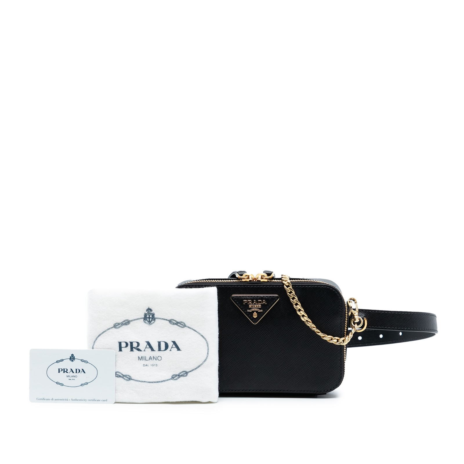 Authenticated Prada Saffiano Odette Convertible Belt Bag Black Leather thumbnail 7