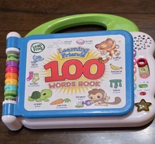 9" Leapfrog Learning Friends 100 Word Book Green English & Spanish Works!