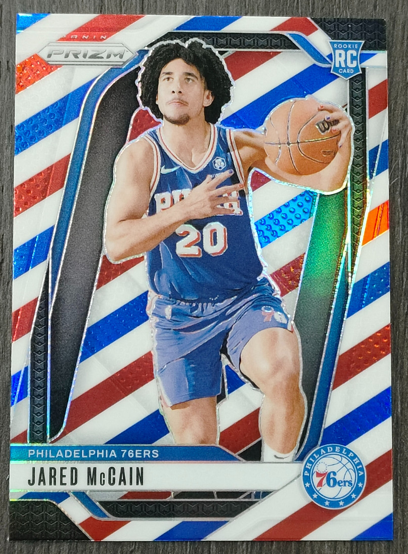 Jared McCain 2024-25 Panini Prizm Red White Blue RC 76ers #222 -1