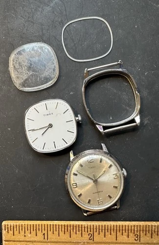 2 Vintage Men’s Timex Manual Wind Watches UK Marlin For Parts Repair