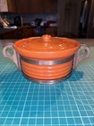 Bauer Pottery Vintage 1930's Lidded Orange Casserole Dish