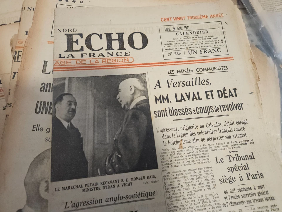 Lot 81 Vieux journaux d'époque 2e Guerre Mondiale Echo du Nord Roubaix WW2 - Photo 3/4