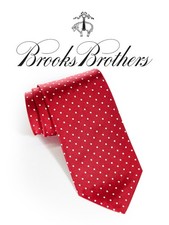 BROOKS BROTHERS 100 Silk Neck Tie 3.25" RED WHITE POLKA DOT PATTERN USED T61