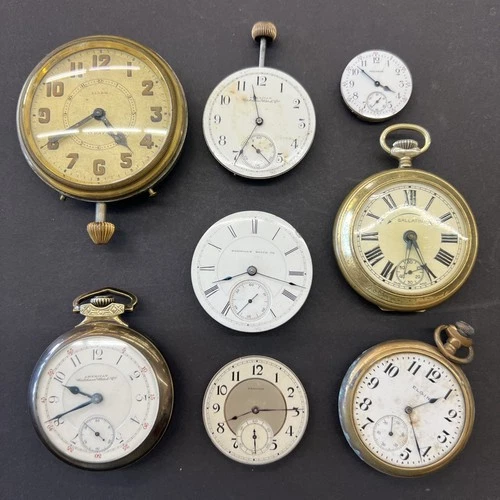 Antique Railroad Pocket Watch Lot Waltham Hampden Hamilton 1 Runs - Others Parts