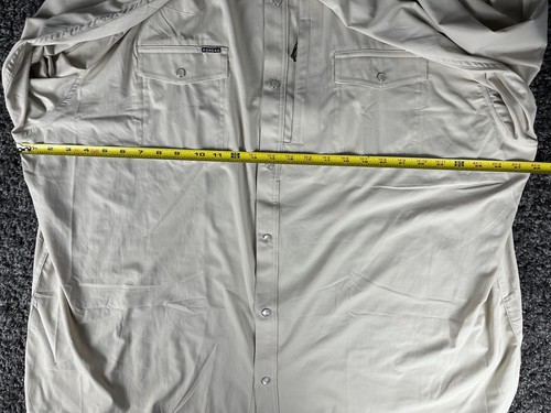Poncho Mens Button Down Shirt 3XL Cream Beige Regular Fit Stretch Pearl Snap - Picture 11 of 13