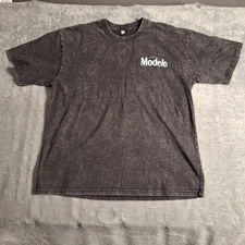 Modelo Especial Cerveza 1925 T-Shirt Black Acid Wash Distressed Logo Tee Large 