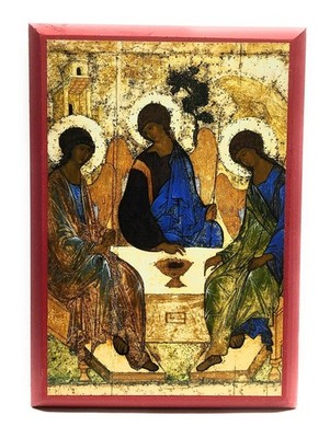 Wooden Greek Orthodox Christian Icon Holy Trinity (Andrei Rublev) (4.5'' x 6.5'')
