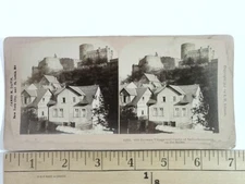Old German Village and Castle of Niederheimboch on the Rhine Stereoview Card