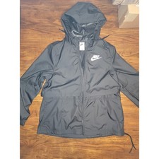 Nike Windbreaker Windrunner Jacket Mens Small Black Hooded Full Zip