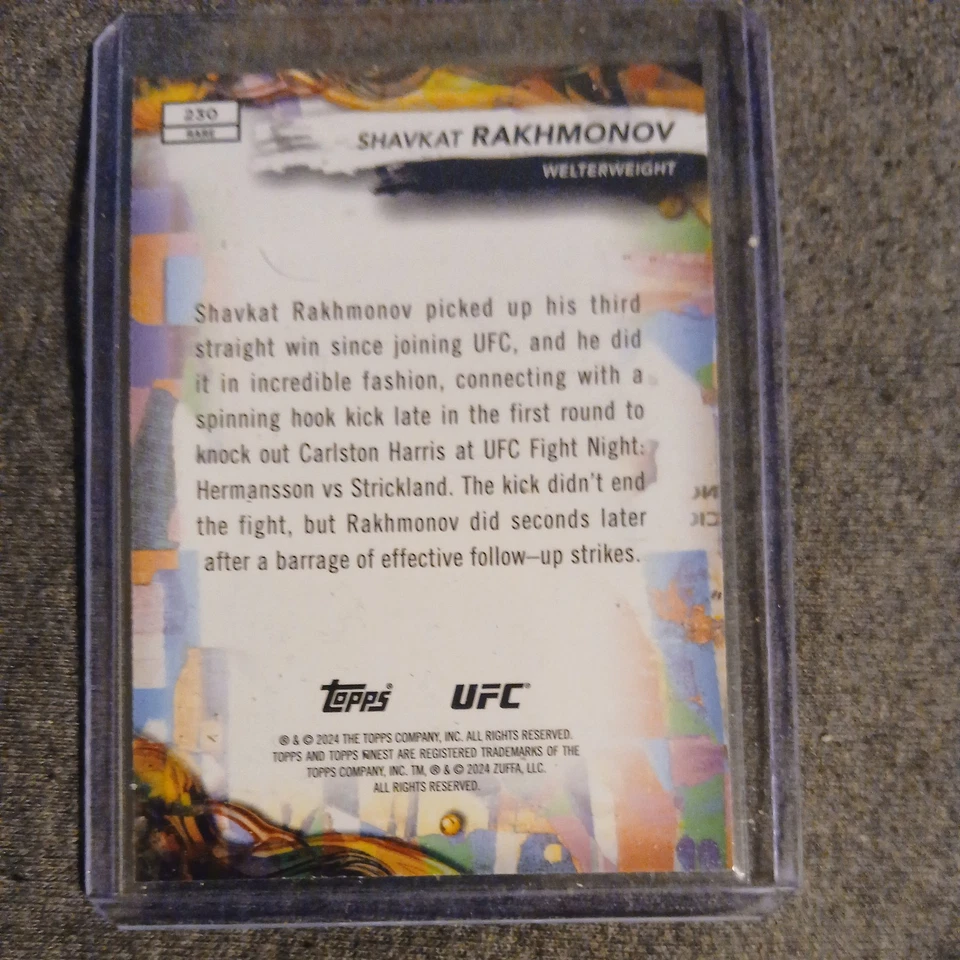 2024 Topps Finest UFC Shavkat Rakhmonov PURPLE CHECKERBOARD RARE/75 🔥 - Image 2 of 4