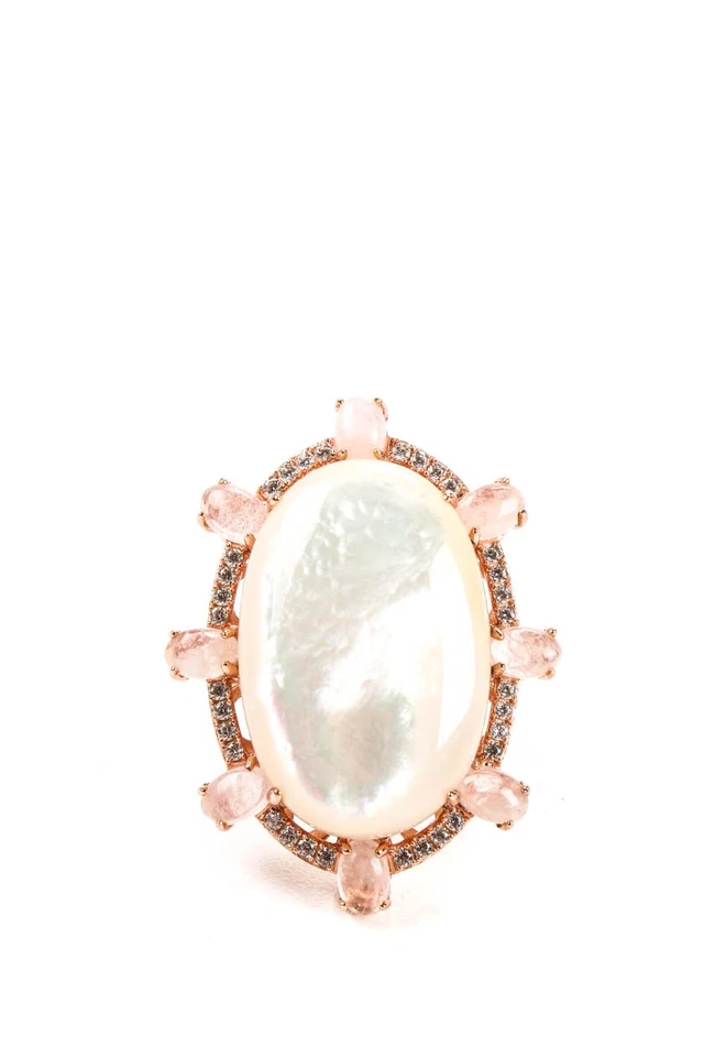 Anillo doblete de madreperla enchapado en oro rosa de plata de ley Rarities para mujer Foto 2 de 4