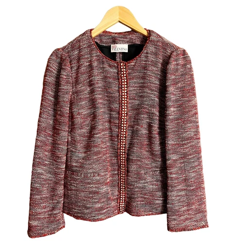 Giacca blazer tweed rosso RED VALENTINO snap davanti giacca metallizzata ITALIA 46 8 USATA IN OTTIME CONDIZIONI