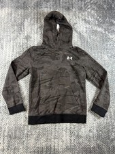 Under Armour Hoodie Boys Medium Gray Black Camouflage Knit Cotton Logo Loose Fit