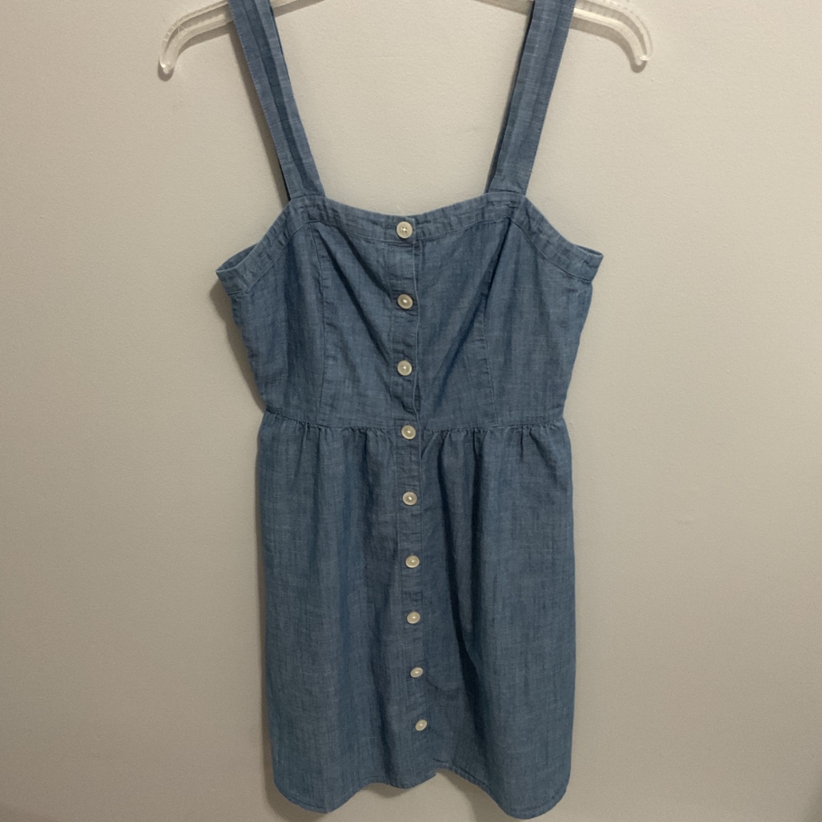Womens J. Crew 100% Cotton Sleeveless Chambray Button Front Mini Dress, Size 2