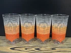 Vintage 1980s Retro Ombre Stripe Glasses Set (4) Optical Illusion Anchor Hocking