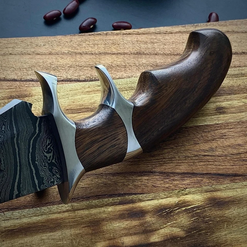 Bowie de caza de acero damasco hecho a mano personalizado de 12", funda de cuero y envío gratuito Foto 4 de 4