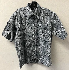Andy Mohan Hawaiian Shirt Black Paisley Button Up Shirt New with Tag