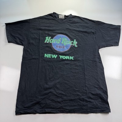 VTG 90 s Hard Rock Cafe New York, Black T-shirt XL Single stitch USA Hanes Holes