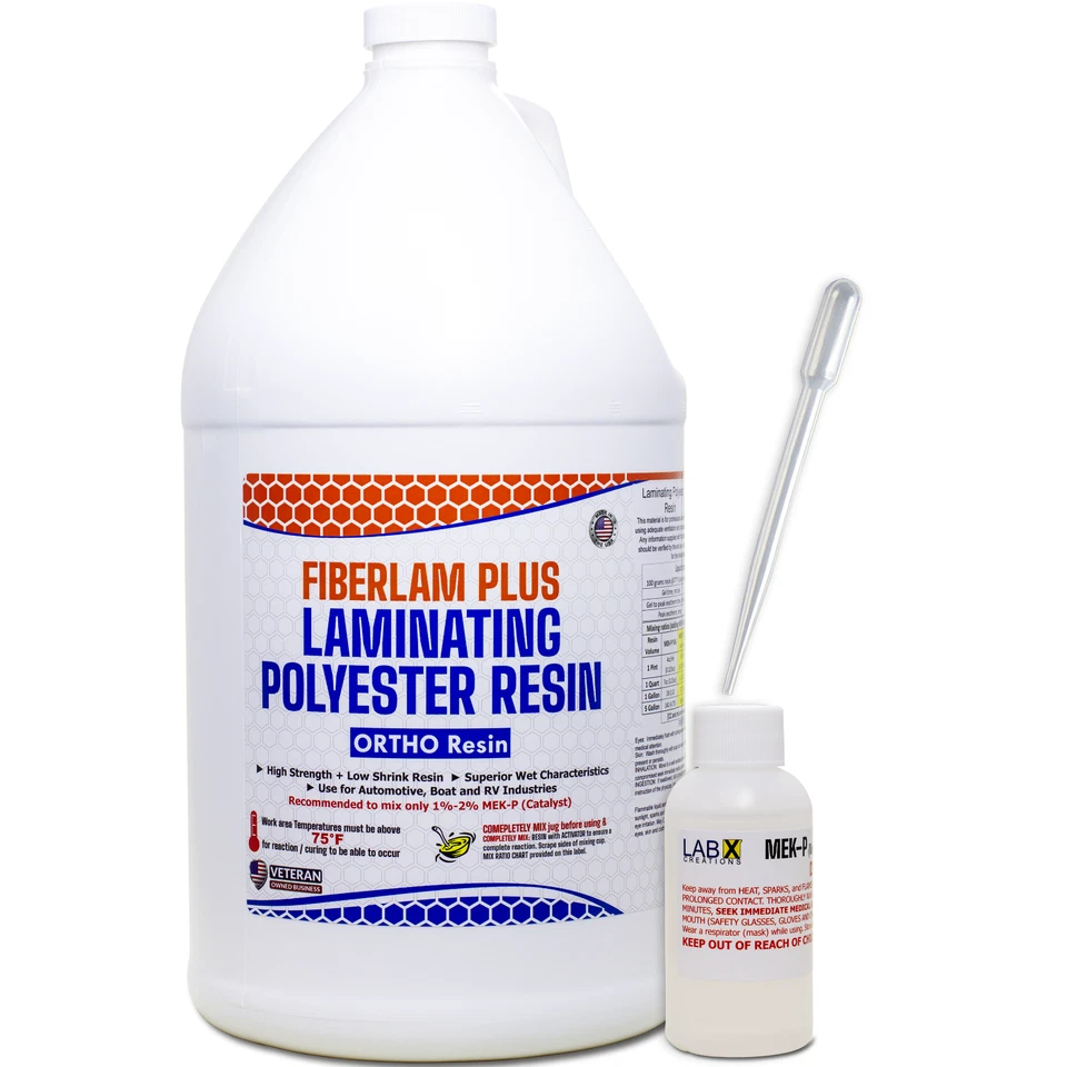 FIBERLAM PLUS 3 Gallon FIBERGLASS RESIN +MEKP (for Laminating cloth, mat,strand) - Image 4 of 4