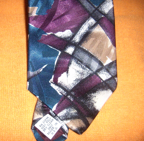 SURREY 100% POLYESTER MENS TIE 57"X 3-1/2" ABSTRACT PURPLE/BLUE,WHITE SHINNEY - 第 1/1 張圖片