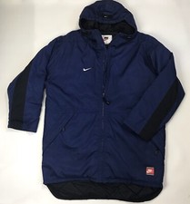VTG 90s Nike Team Quilted Hooded Lined Spell Out Parka Jacket Outdoor Men M EUC