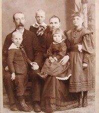 Victorian Antique Cabinet Card Photo of Family Father Mother Sons and Daughters