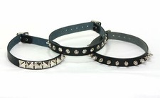 3 STYLES BLACK Real Leather Studded CHOKER 18mm wide GOTHIC/PUNK FASHION