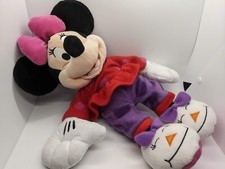 Disney Store Minnie Mouse Plush Christmas Polka Dot PJs Snowman Slippers 16"