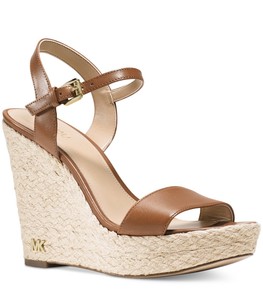 NIB-Size-10-Michael-Kors-JILL-Acorn-Tan-Espadrille-Leather-Wedge