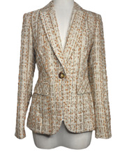 VERONICA BEARD CUTAWAY DICKEY IVORY TWEED JACKET BLAZER sz 2