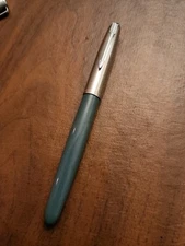 Authentic 50s' USA PARKER 21 Stainless Steel Cap FOUNTAIN PEN (Dark Grey )