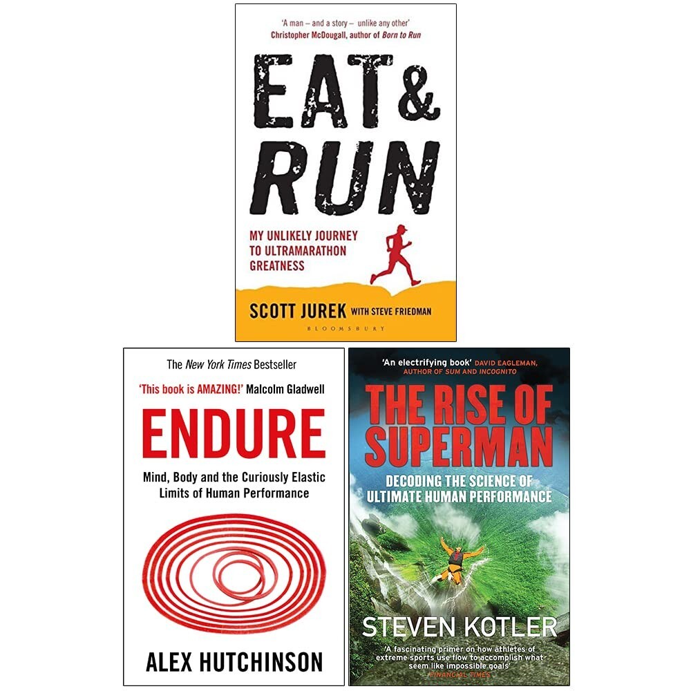 Rise of Superman Steven Kotler, Endure Alex Hutchinson, Eat and Run 3 Books Set