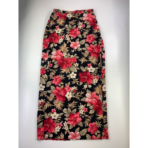 Jones New York Sport Women's 4 Black Floral Linen Wrap skirt