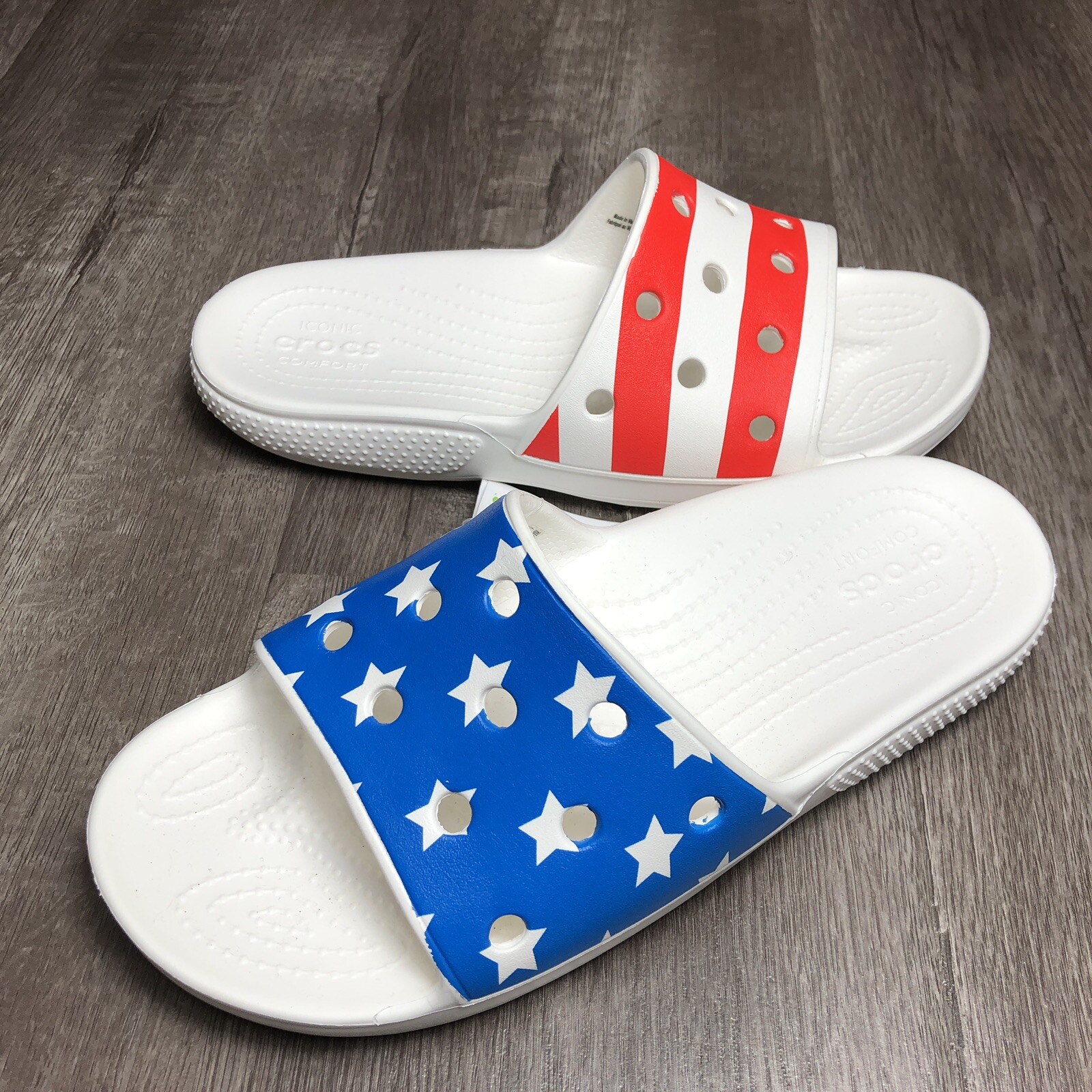 Crocs Classic American Flag Slide Red White Blue Patriotic 4th July M 8 / W  10 | eBay