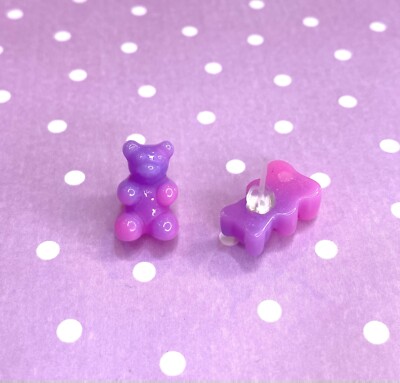 Gummy Bear Earrings For Sensitive Ears (pink Purple)