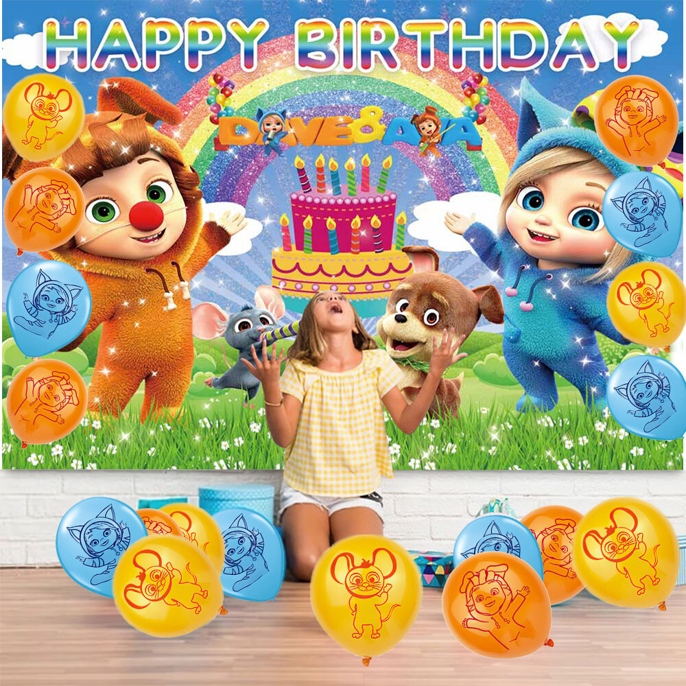 Dave and Ava Party Supplies Birthday Decorations Set Balloons Cake Topper  Banner