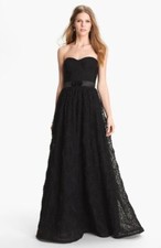 Adrianna Papell Pleat Bodice Rosette Ballgown Dress Sz 0 Black
